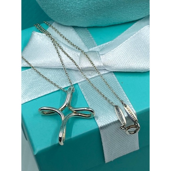 Tiffany & Co Elsa Peretti Sterling Silver Infinity Cross Pendant Necklace - Picture 6 of 12
